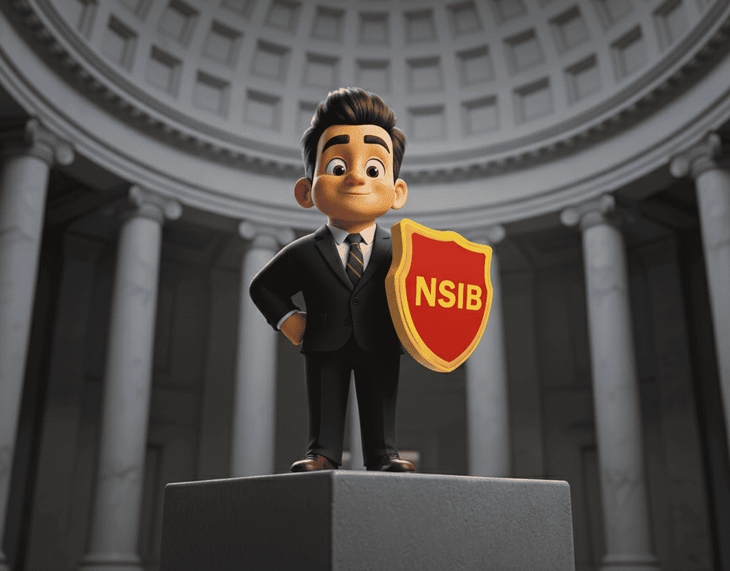 Hand holding umbrella over coins and house model representing insurance protection